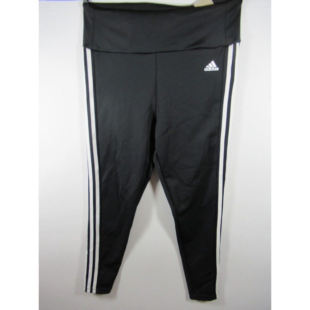 NEW adidas Designed To Move 7/8 Leggings Women Large Black High-Rise 3-Stripes